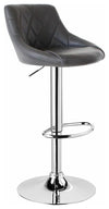 Modern Swivel Bar Stool Upholstered, Faux Leather With Chromed Footrest, Grey DL Modern