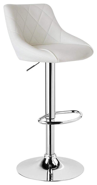 Modern Swivel Bar Stool Upholstered, Faux Leather With Chromed Footrest, White DL Modern
