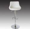 Modern Swivel Bar Stool Upholstered, Faux Leather With Chromed Footrest, White DL Modern