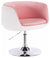Modern Swivel Bar Stool Upholstered, High Back and Armrest, Rose and White DL Modern