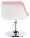 Modern Swivel Bar Stool Upholstered, High Back and Armrest, Rose and White DL Modern