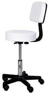 Modern Swivel Bar Stool With White Faux Leather Upholstery With Backrest DL Modern
