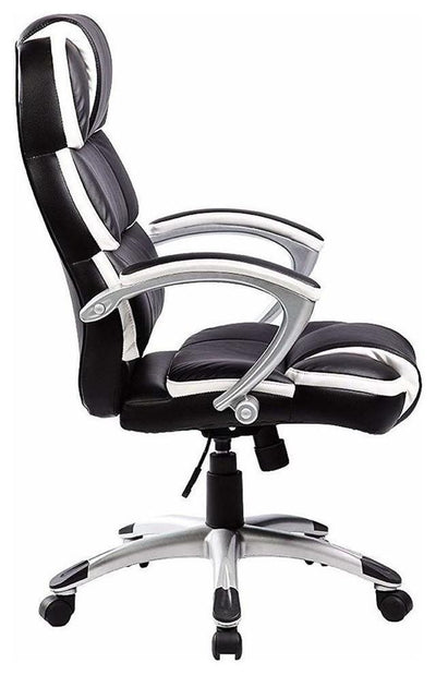 Modern Swivel Chair Upholstered, Black/White PU Leather, Luxury Design DL Modern