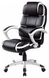 Modern Swivel Chair Upholstered, Black/White PU Leather, Luxury Design DL Modern