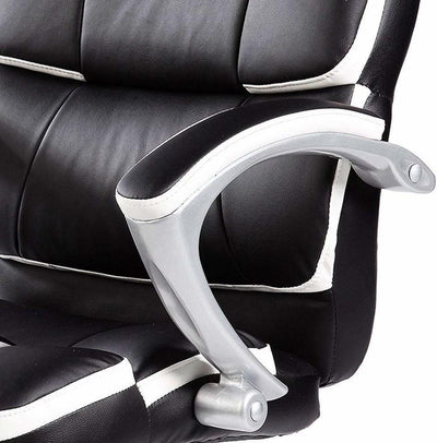 Modern Swivel Chair Upholstered, Black/White PU Leather, Luxury Design
