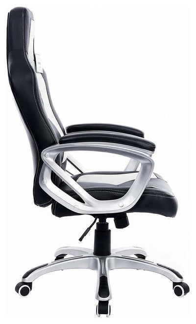 Modern Swivel Chair Upholstered, Faux Leather, Armrest for Your Comfort, White DL Modern