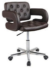 Modern Swivel Chair Upholstered, PU Leather, Buttoned Seat and Back, Brown DL Modern