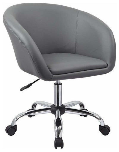 Modern Swivel Stool With Grey PU Leather Upholstery and 5-Caster Wheels DL Modern