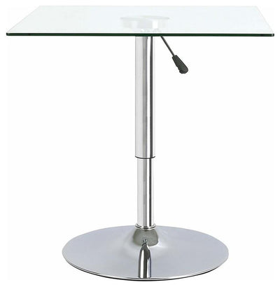 Modern Table With Chrome Plated Base and Tempered Glass Top, Square Design DL Modern
