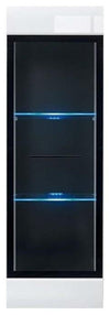 Modern Tall Cabinet, MDF, Wall Mounted Sistem, Glass Door and LED Lights, Whiteh DL Modern