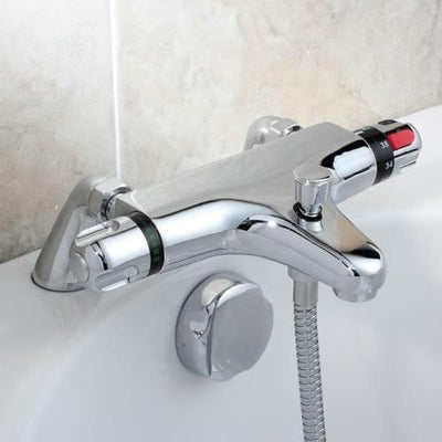 Modern Thermostatic Bath Shower Mixer With Ceramic Disc, Chrome Plated Finish DL Modern