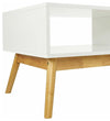Modern TV Stand in White Finished Wood with Natural Oak Legs and Open Case DL Traditional