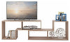 Modern TV Stand, Solid Wood With Multiple Compartment L-Shaped Design, Oak DL Modern