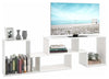 Modern TV Stand, Solid Wood With Multiple Compartment L-Shaped Design, White DL Modern