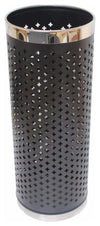 Modern Umbrella Stand in Black Metal with Plated Top, Simple Perfored Design DL Modern