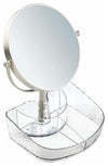 Modern Vanity Organizer in Plastic with Rain Drop Pattern and Rounded 3X Mirror DL Modern