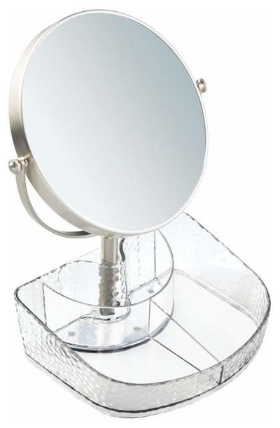 Modern Vanity Organizer in Plastic with Rain Drop Pattern and Rounded 3X Mirror DL Modern