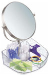 Modern Vanity Organizer in Plastic with Rain Drop Pattern and Rounded 3X Mirror DL Modern