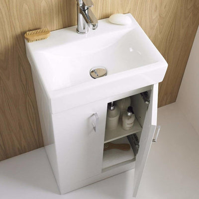 Modern Vanity Unit and Basin Storage Cabinet With 2-Door and Inner Shelf, White DL Modern