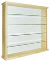 Modern Wall Display Cabinet, Natural Solid Pine Wood With 4 Glass Shelves DL Modern