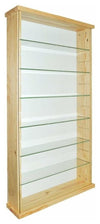 Modern Wall Display Cabinet, Solid Pine Wood With 6 Tempered Glass Shelves DL Modern