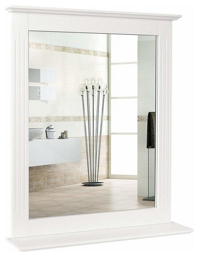 Modern Wall Mounted Bathroom Mirror With Shelf, Rectangle, White, 57x68 cm DL Modern