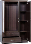 Modern Wardrobe, Walnut Finished Wood With Mirrored Doors and 2 Bottom Drawers DL Modern