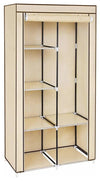 Modern Wardrobe, Waterproof Fabric With 2 Hanging Rail and Inner Shelves, Beige DL Modern