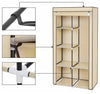 Modern Wardrobe, Waterproof Fabric With 2 Hanging Rail and Inner Shelves, Beige DL Modern