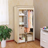 Modern Wardrobe, Waterproof Fabric With 2 Hanging Rail and Inner Shelves, Beige DL Modern