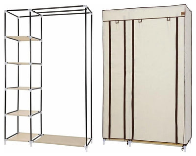 Modern Wardrobe, Waterproof Fabric With Hanging Rail and Shelves for Storage DL Modern