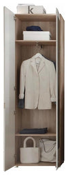 Modern Wardrobe, White and Oak High Gloss Finished MDF With Storage Cupboard DL Modern