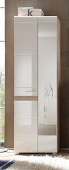 Modern Wardrobe, White and Oak High Gloss Finished MDF With Storage Cupboard DL Modern