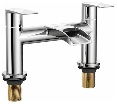 Modern Waterfall Basin Sink Mixer Tap and Bath Filler Faucet Set, Chrome Finish DL Modern