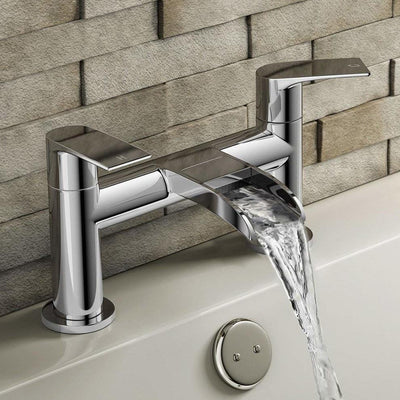 Modern Waterfall Basin Sink Mixer Tap and Bath Filler Faucet Set, Chrome Finish DL Modern