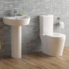 Modern White WC Toilet Cistern and Pedestal Basin Sink Set in High Gloss White DL Modern