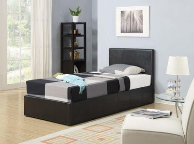Ottoman Bed Upholstered, Faux Leather, Single DL Modern