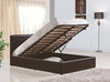 Ottoman Bed Upholstered, Faux Leather With Storage Space, King DL Modern