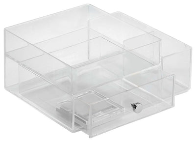 Plastic Storage Box, Organiser Side, Clear Design, 1-Drawer DL Traditional