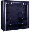 Portable Wardrobe, Waterproof Fabric With Hanging Rail and Internal Shelves, Blu DL Modern