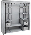 Portable Wardrobe, Waterproof Fabric With Hanging Rail and Internal Shelves, Gre DL Modern