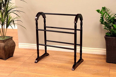 Quilt Rack in Espresso Finished Wood, Perfect to Organize, Traditional Design DL Traditional