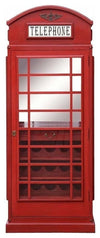 Retro London Telephone Box Design Traditional Drinks Cabinet, Red Finish Wood DL Traditional