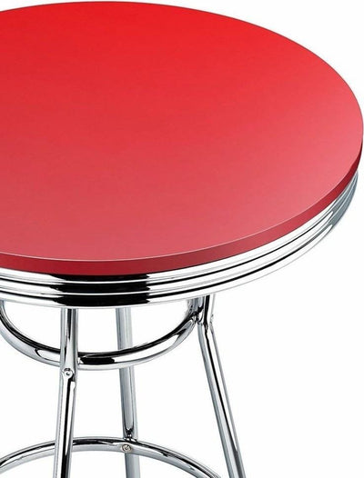 Retro Stylish Bar Table With Chrome Plated Frame, Red DL Traditional