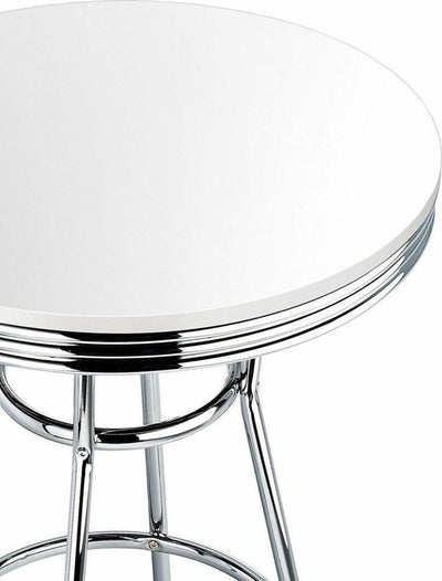 Retro Stylish Bar Table With Chrome Plated Frame, White DL Contemporary