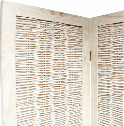 Room Divider in Cream Wicker, Foldable Design Perfect for Your Private Space DL Traditional