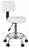 Round Bar Stool With White PU Leather Upholstery and Backrest, Swivel Design DL Modern