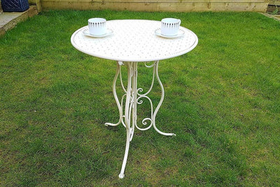Round Dining Table, Cream Coating Finished Iron, Simple Traditional Design DL Traditional
