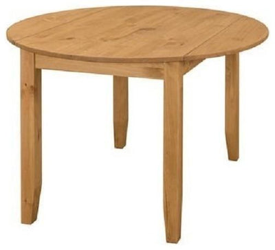 Round Dining Table, Solid Pine Wood, Drop Leaf Design for Space Saving DL Traditional