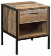 Rustic 1-Drawer Bedside, Solid Wood With Open Bottom Shelf for Extra Storage DL Rustic